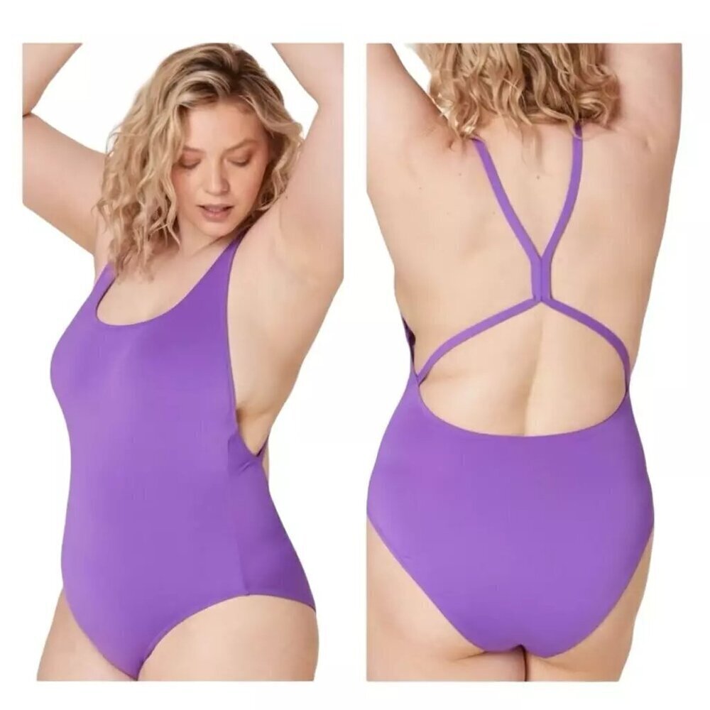 NWOT Purple One-Piece Criss‎ Cross Back Swimsuit
